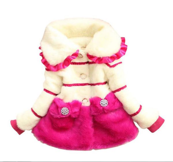 

cute thick baby girl coat solid elegant warm collar overcoat for 1-8yrs baby girl little children winter princess outerwear clothes, Blue;gray