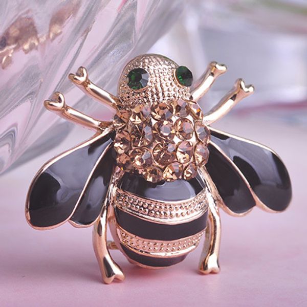 

wholesale- perfecto shiny austrian crystal bee brooch noble gold plated christmas pins trendy enamel broaches collar women joias broche man, Gray