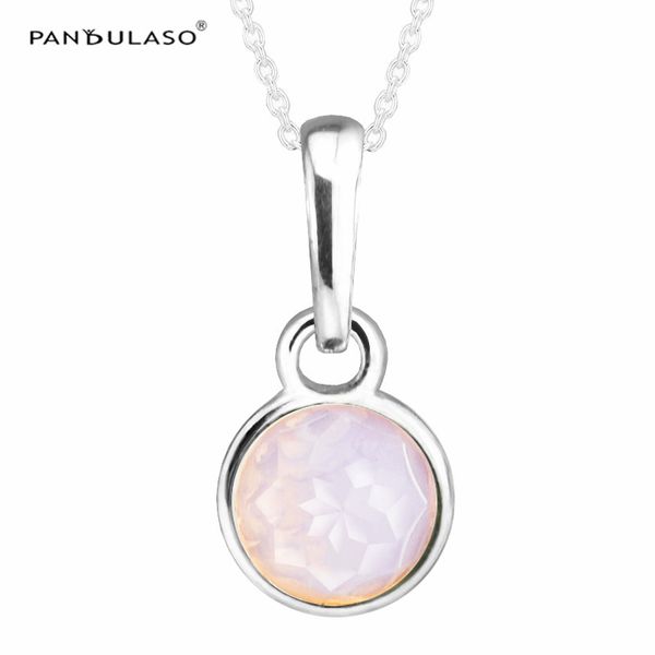 

october droplet opalescen pink pendant pandulaso original 925 silver beads for woman fit pandora bracelet & bangle bithstone month stones