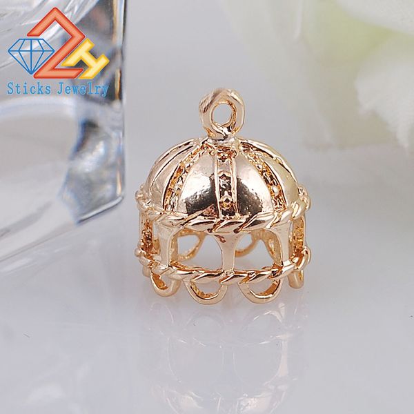 

sticks jewelry 10mm fashion charms gold plate copper hollow out crown tassels and cap charms for diy accessories, Bronze;silver