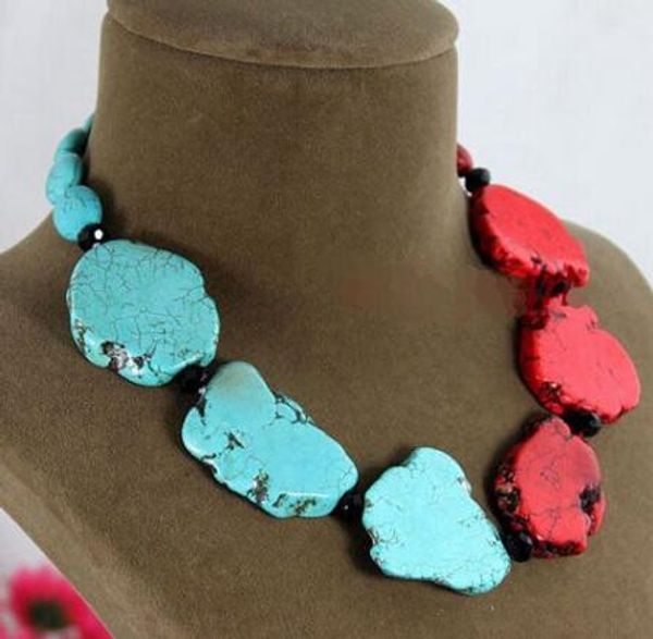 

Специальный Дизайн Бирюзовый Срез Камень Принцесса Ожерелье Красный Синий Смеша