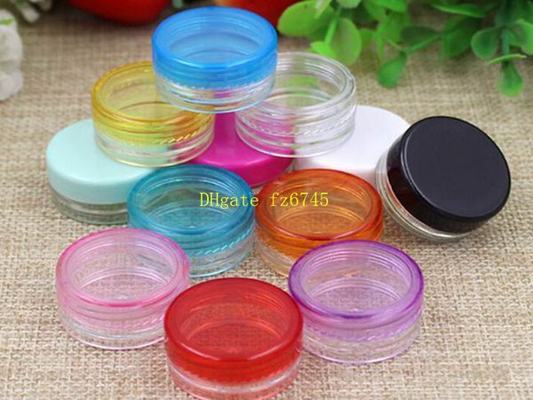 

100pcs/lot 3g 5g 3ml 5ml clear plastic jar, empty cosmetic containers,eyeshadow cream box ,sample makeup sub-bottling nail powder case