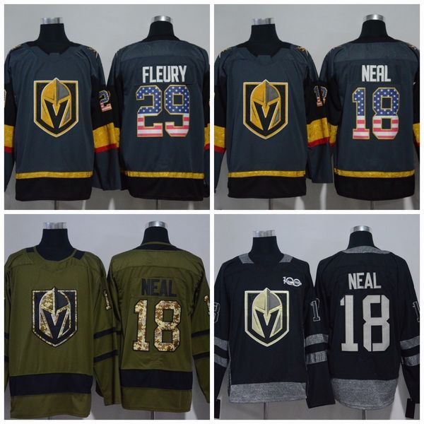 

2018 USA Amreican Flag Hockey Jerseys #29 Marc-Andre Fleury 18 James Neal Vegas Golden Knights Jersey
