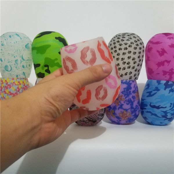 

10 styles silicone stemless wine glasses camouflage lip bohemia national skull bubble water bottle outdoor cups beer whiskey glass
