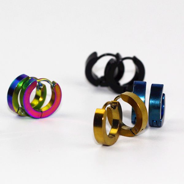 

Небольшой обруч Серьги Серебро Золото 316L из нержавеющей стали обруч серьги для женщин мужчин серьги клип цветной круг серьги e0213
