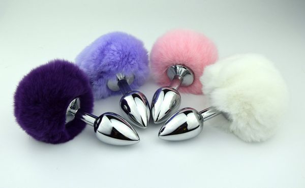 Metal Aço Inoxidável Metal Plug Anal Sexy Coelho Bunny Bunny Pompon Fox Tail Butt Plug Unisex Sexo Produtos Anal Sexo Brinquedos