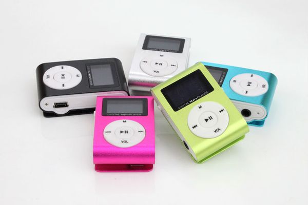 

wholesale superior mini usb metal clip mp3 player lcd screen support 32gb tf card digital mp3 music player with retail package