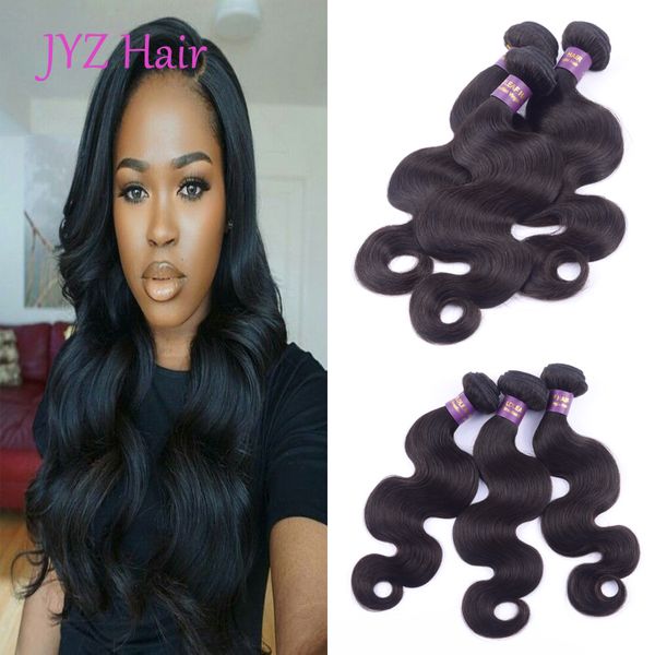 

бразильские волосы соткут 100% необработанные девственные человеческие волосы утки индийские малайзийские перуанские расширения волос 3 пк д, Black