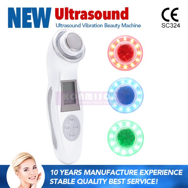 

portable home use ultrasonic facial machine with vibration led for skin rejuvenation anti-aging ultrasound massager rechargeable
