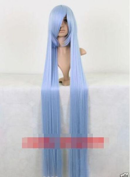 

gt;>>new cosplay eirin hanna long light blue straight wig 100cm, Black;brown