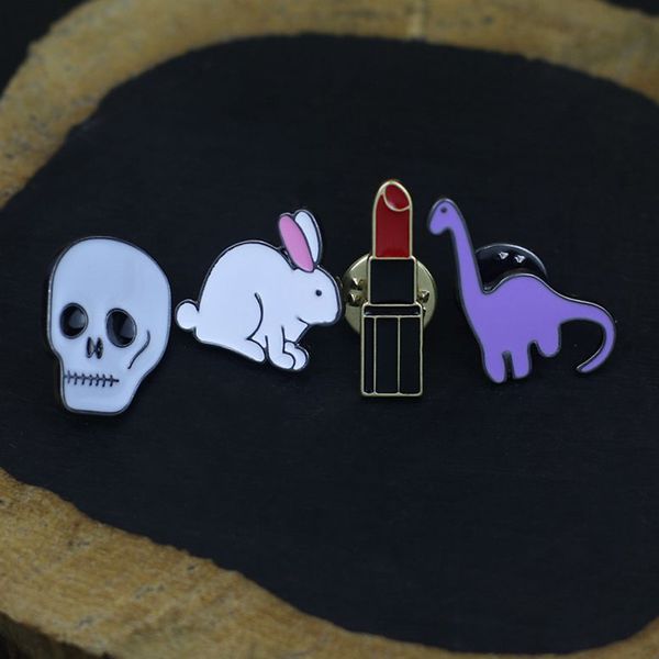 

wholesale- 1pc fashion enamel dinosaur badge brooch pin cute alloy lapel pins funny brooches women collar clothing accessories, Gray