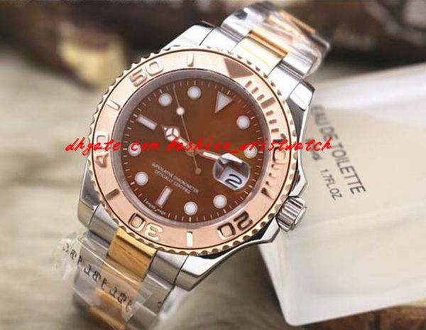 

мода роскошные мужские часы сапфир 18k розовое золото 116621-78801 стальной браслет 40 мм автоматические мужские часы, Slivery;brown
