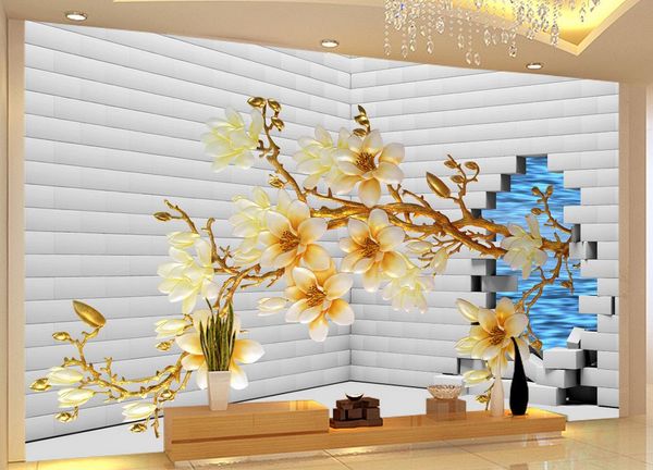 

fashion 3d home decor beautiful 3d stereo brick wall sculpture magnolia out wall wall