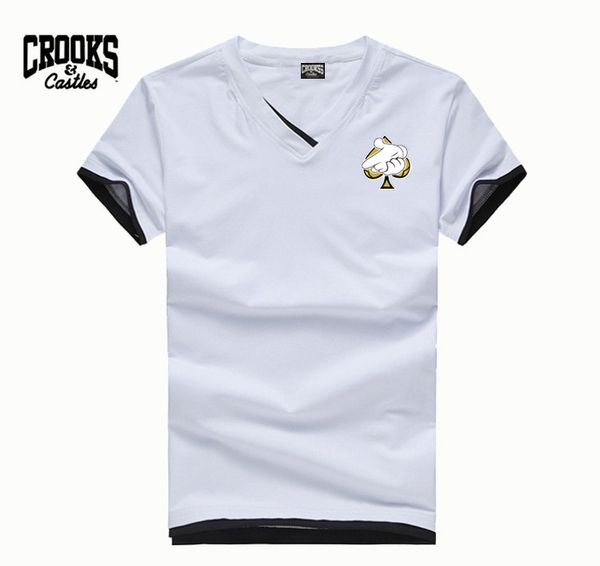 

k9778511# fashion t shirt v-neck breathable high-elastic cotton men's short sleeve coke boys ing, White;black