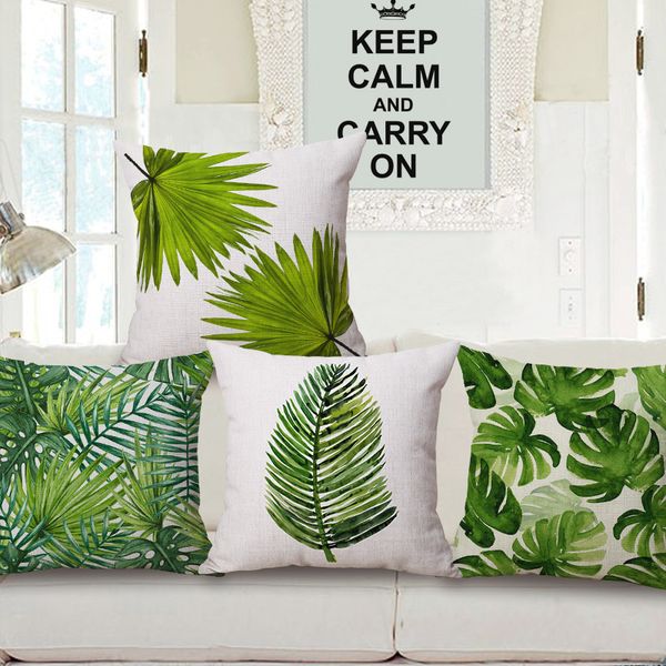 Green Country Decoration Cushion Cover Nature Foliage Decorative