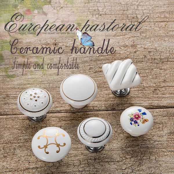 

european rural style is not easy to fracture ceramic puckering handle cabinet wardrobe door handle the drawer handle