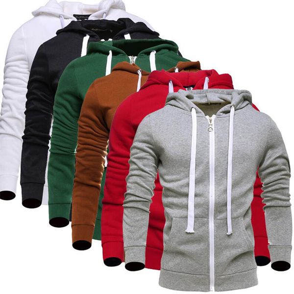 

wholesale- 2016 brand fashion winter men's fleece hoodies men jacket tracksuits high-quality lovers men korean slim fit men sweatshirt, Black