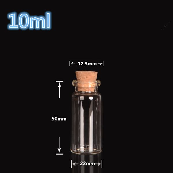 Atacado - pequenos frascos de vidro com rolhas mini desejando garrafas 100-300pcs 22 * ​​50 * 12.5mm 10ml Freeshipping
