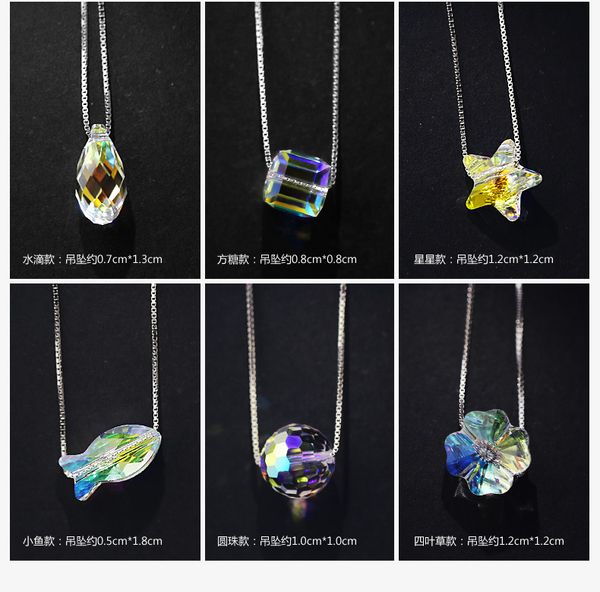 

100% 925 sterling silver original crystals choker pendant necklaces women handmade maxi collares christmas gift