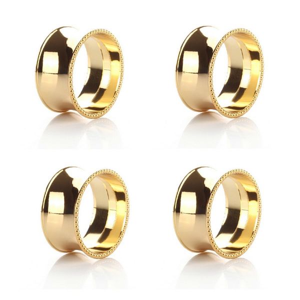 

wholesale- set of 4 stainless steel napkin rings for dinners, parties, everyday, gold-plated diameter 1.8" (gold