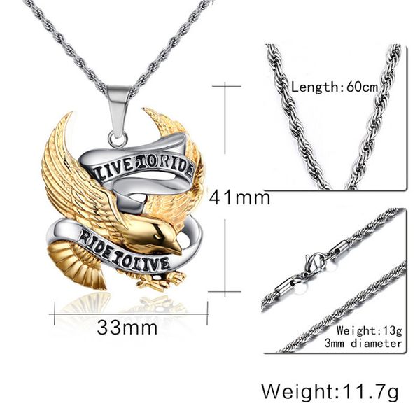 

dj jewelry punk rock tide male act the role ofing is tasted personality pendant restoring ancient ways eagle titanium steel necklace pendant, Silver