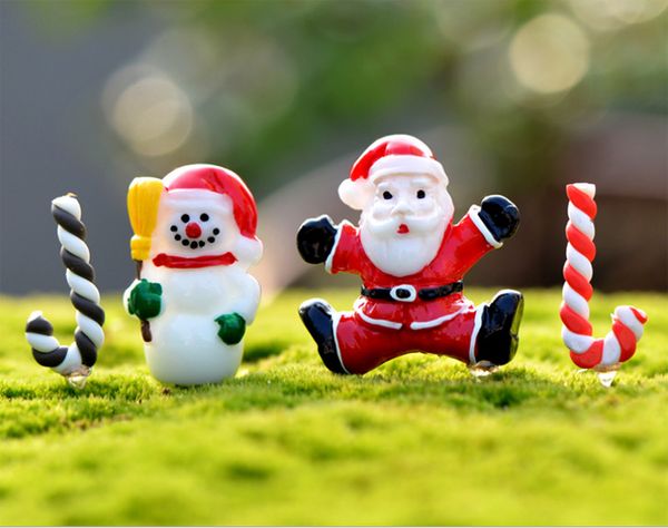 Resina Snowman Santa Claus Set Craft Jardim Decoração Ornamento Miniatura Planta Micro Paisagem Bonsai Figurines DIY Christmas