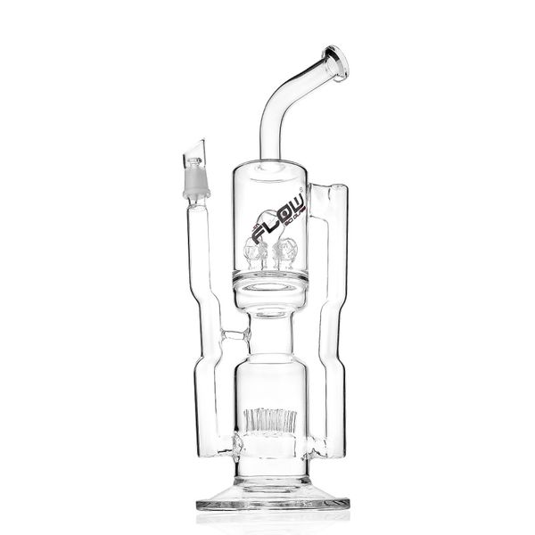 JM Flow Sci Glass Mega Sprinkler to Cross-Crystal Ball Hornet Recycler oil rigs bongs with Inline Percolator 18 polegadas tall