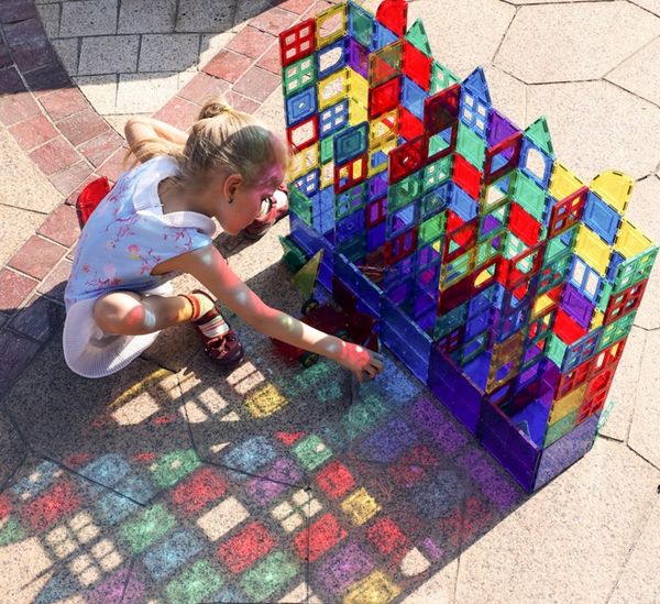 

32pc magnet building tile clear magnetic 3d building block con truction playboard creativity beyond imagination in pirational recreation