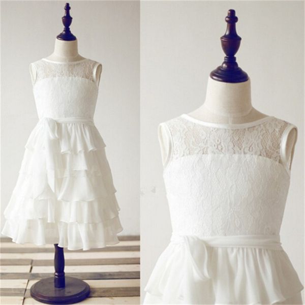 

2017 новый цветок девушка платья для свадьбы белый / слоновая кость / розовый высокая шея принцесса партия причастие театрализованное платье, White;blue