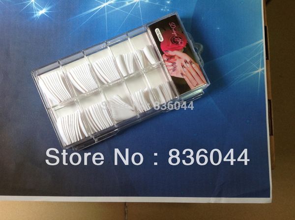 

wholesale- 100pcs white tips full cover false french finger acrylic gel uv tools box package nail art salon design manicure, Red;gold
