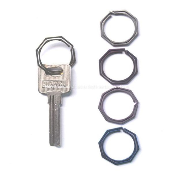

wholesale- outdoor 20mm 30mm keyring camping hikting tool 100% titanium tc4 key ring octagonal hanging buckle keyrings cnc machining