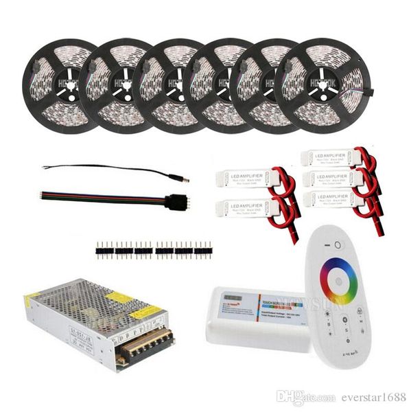 

30m 20m 15m LED Strip Light 5050 RGB RGBW Lights DC 12V Waterproof IP65 Flexible Strips + Remote Controller + Power Adapter + Amplifier