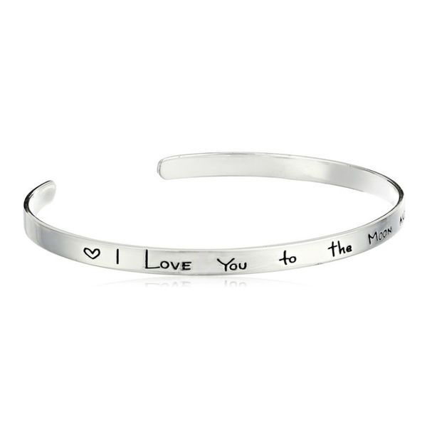 

fashion jewelry i love you to the moon and back charm bangles gold silver rose gold color alloy bracelets, Black