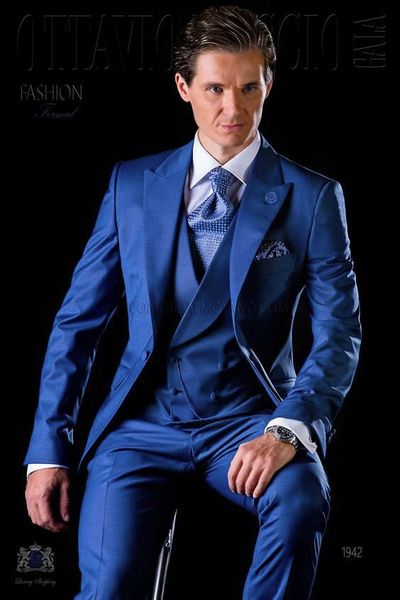 

latest design one button royal blue groom tuxedos groomsmen man suits mens wedding blazer suits (jacket+pants+vest) no:453, Black;gray