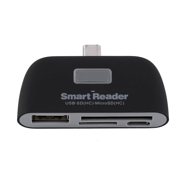 Freeshipping 4 in1 OTG/TF/SD Mini Smart Card Reader Adattatore Micro Porta di interfaccia USB per telefono bianco