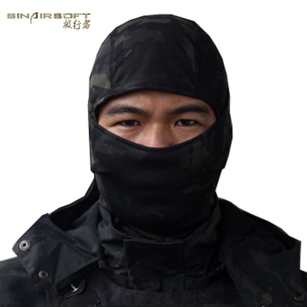 

sinairsoft new rattlesnake tactical helmet airsoft hunting wargame breathing dustproof face balaclava mask ski cycling full hood, Black