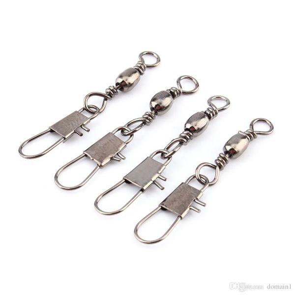 

100PCS 4# 6# 7# 8#10#12# 14# Interlock Snap Ball Bearing Swivel Rolling Solid Rings Fishing Connector Boat Fishing Hooks