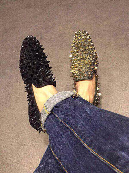 

Корова Глипер Заклепки Мужская обувь Красные основания Слип по квартирам Золотые мочалки Весна Кожаные чешуйки из натуральной кожи Вождение в лодках Повседневная обувь Hombre Sapatos