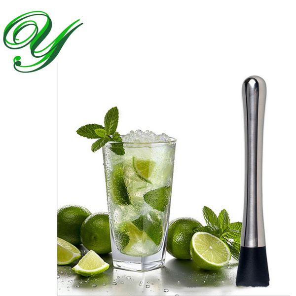 Muddler per cocktail Mojito in acciaio inossidabile, mixer manuale per frutta, martello, schiacciaghiaccio, spezie, smerigliatrice, testa in nylon, cucchiaio per barista