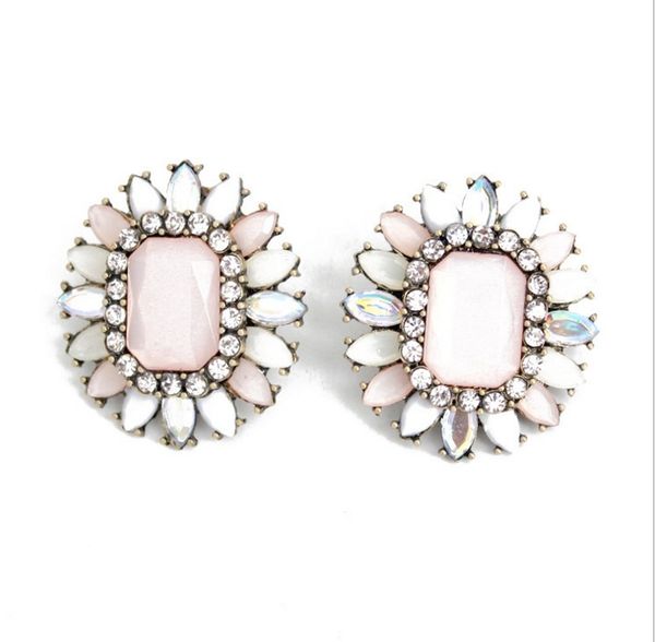 

женщины мода цветок серьги циркон кристалл опал лепесток шпильки серьги ювелирные изделия для свадьбы подарки gr, Golden;silver