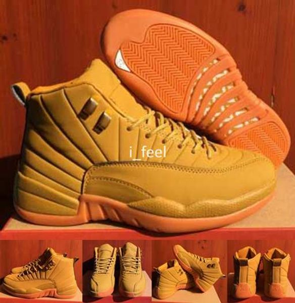 

2017 wheat 12 xii men basketball shoes yellow 12s boots sports shoes mens basket ball trainers sneakers size us 8-13