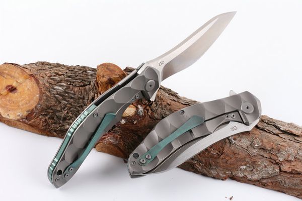 Coltello tascabile di sopravvivenza al lupo gratuito promozione D2 lama satinata TC4 manico in lega di titanio coltelli da caccia da campeggio all'aperto