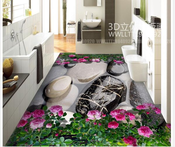 

высокое качество настроить размер современный популярный каменный цветок гостиная ванная комната 3d напольная плитка водонепроницаемый обои