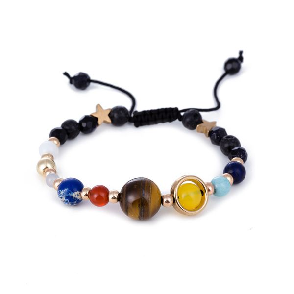 

rope braided handmade natural colorful stone strands beads charm bracelets party decor jewelry for women men, Black