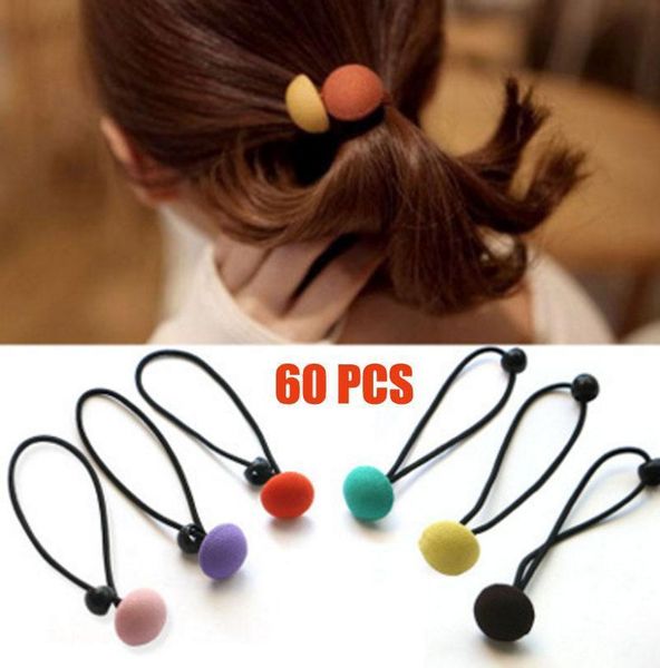 

1 set include 60 pcs women girl elastic candy color button hairline hair band, Black;brown