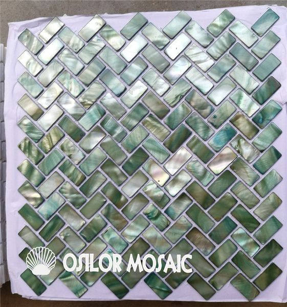 

green color Chinese freshwater shell mother of pearl mosaic tile for backsplash and bathroom wall new style