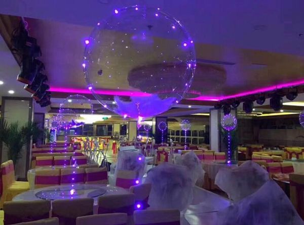 Stringhe di luce flash da 22 pollici Palloncino a led luminoso Palloncino colorato trasparente a bolle rotonde Decorazione Palloncini per matrimoni per feste Illuminazione in stringa 3M scura