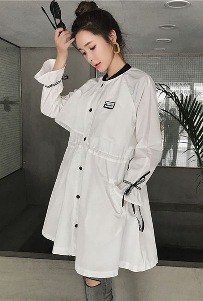 

women's md-long button cardigan coat maternity windbreaker size: l xl xxl dxw136, Tan;black