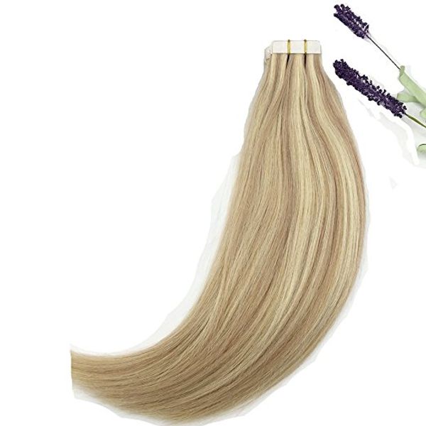 ELIBESS-двойной обращается Лента в наращивание волос #18/613 карамель блондинка смешанный отбеливатель блондинка 2.5 г 40pcshighlight человеческих волос