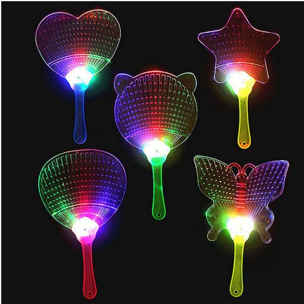 Moda LED Ventaglio cinese in plastica colorata Accendi lampeggiante Giocattoli per bambini Decorazione per feste in costume Regalo pubblicitario ZA3494